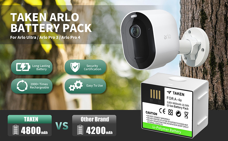 Taken Arlo Batteries Compatible with Arlo Pro 3 Arlo Pro 4
