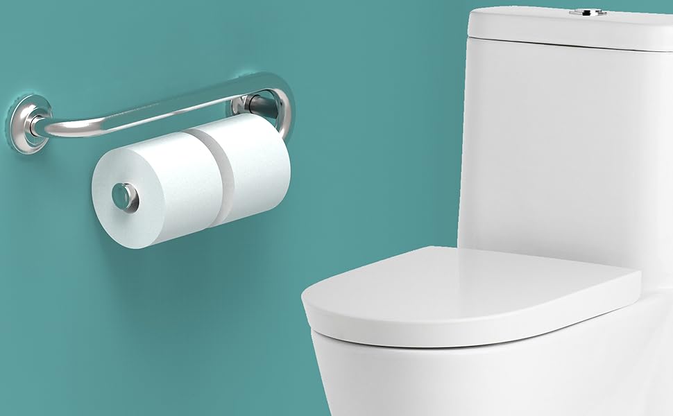 AmeriLuck Toilet Paper Holder Grab Bar, 250lbs Support, Bathroom Mobility and Safety