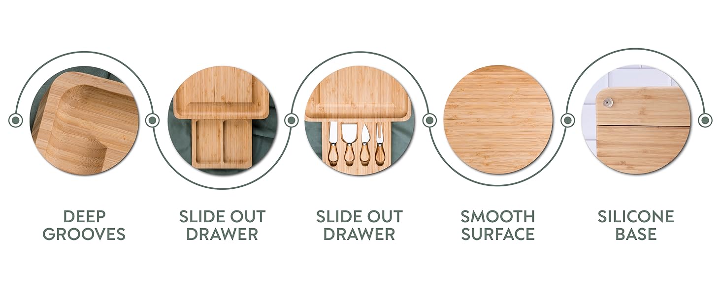 Personalized Bamboo Charcuterie Board Set with Cheese Knives