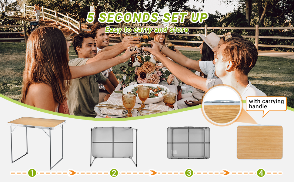 FUNDANGO Camping Foldable Outdoor Steel Lightweight Picnic