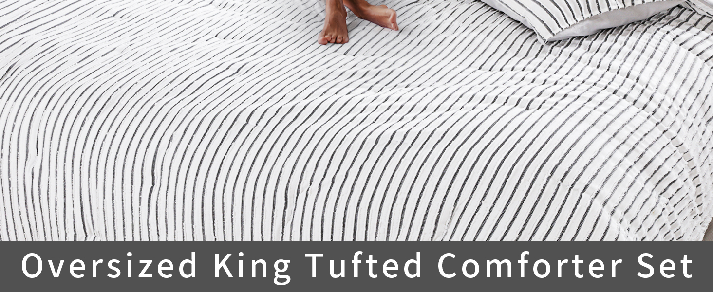 HOMBYS Black White King Bed Tufted Jacquard Geometry Comforter Set for Shabby Chic Decor, 120x120 with 2 Pillow Cases Aa991c6b 2f7b 4586 8f41 E73740bb9278. CR0,0,1464,600 PT0 SX1464 V1