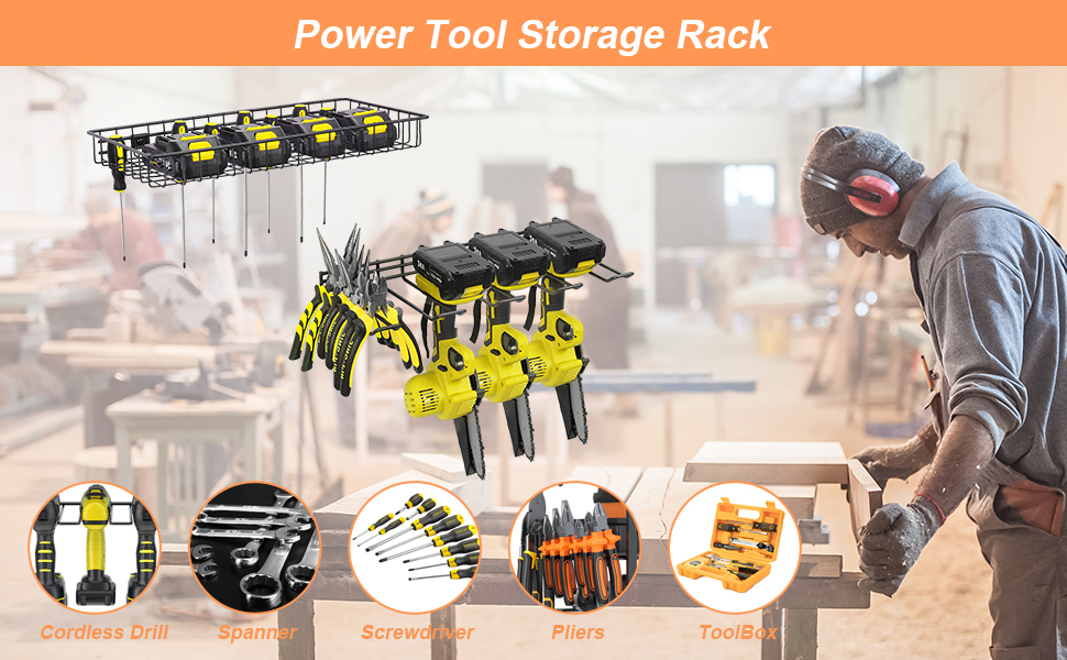 Nandae 2 Set Power Tool Storage,Drill Holder Wall Mount, Garage Tool