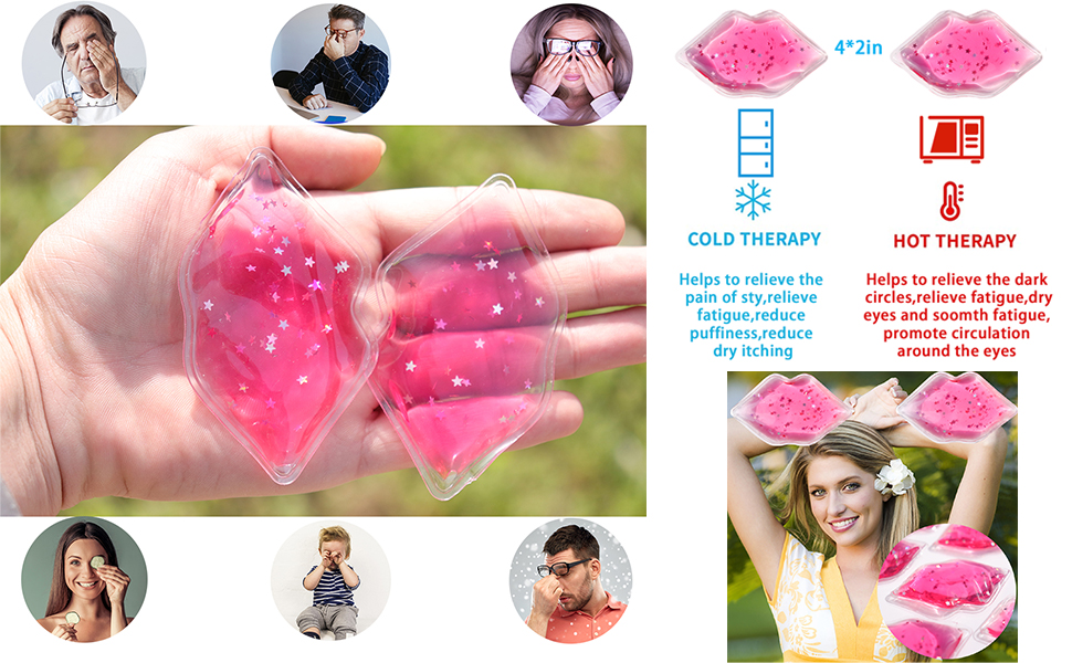 Reusable Ice Pack Lip Shaped Pads, Pain Relief and Eye Relax