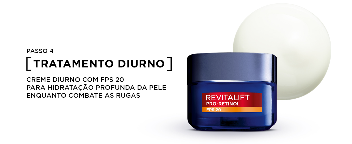 Aplique o creme diurno com fps 20 para hidratação profunda da pele e combate às rugas.