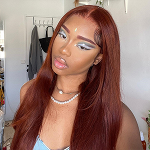 Red Brown Human Hair Wigs