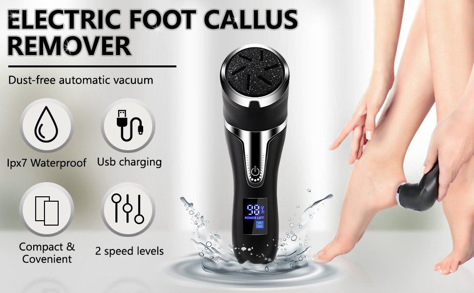 Electric Feet Callus Removers Rechargeable,Portable Electronic IPX7 Foot File Pedicure Tools
