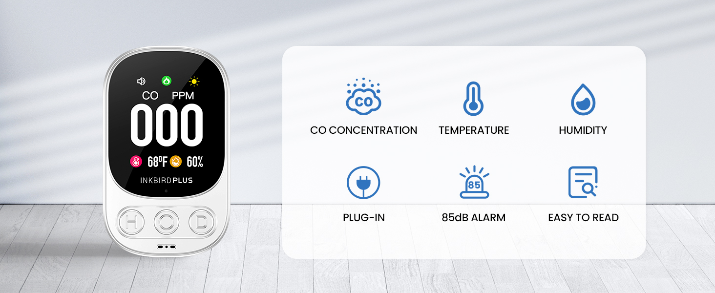 HD08 carbon monoxide detector temp & humidity