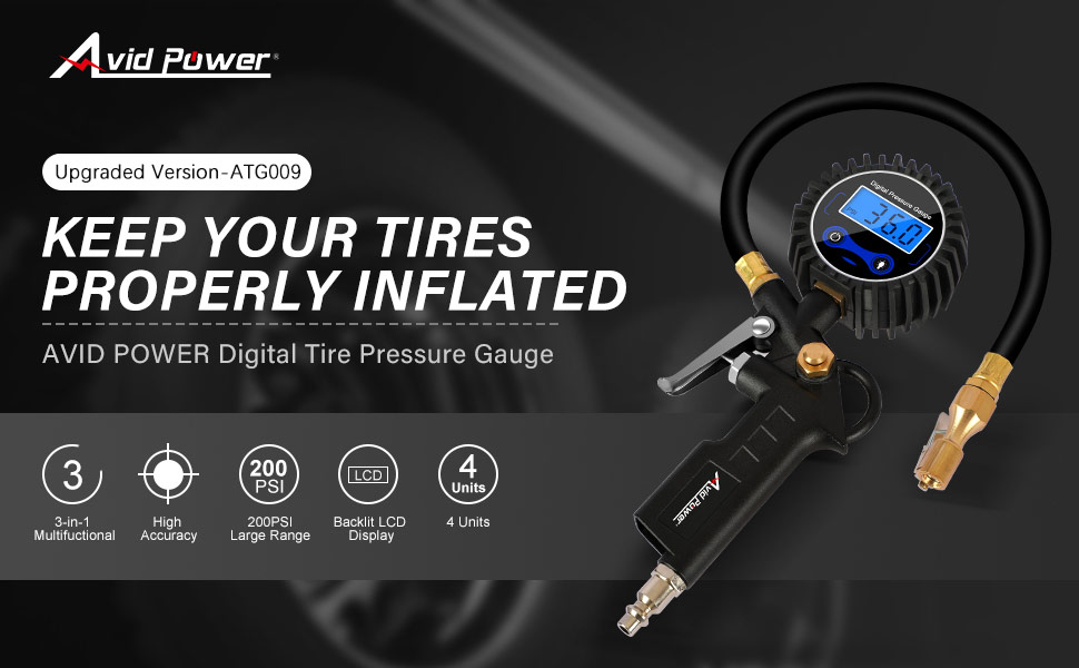 AVID POWER Digital Tire Pressure Gauge, Tire Inflator with Pressure