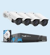 4COVR 4 Camera Security System, 8CH 8MP H.265 UHD NVR with 2TB HDD, 4Pcs Bullet 5MP Wired PoE IP ...