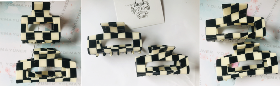 yoemayuner hair claw hair clip checker 44