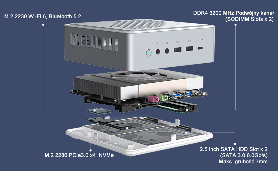 MINISFORUM Mini PC HM90 AMD Ryzen 9 4900H 32 Go de RAM 512