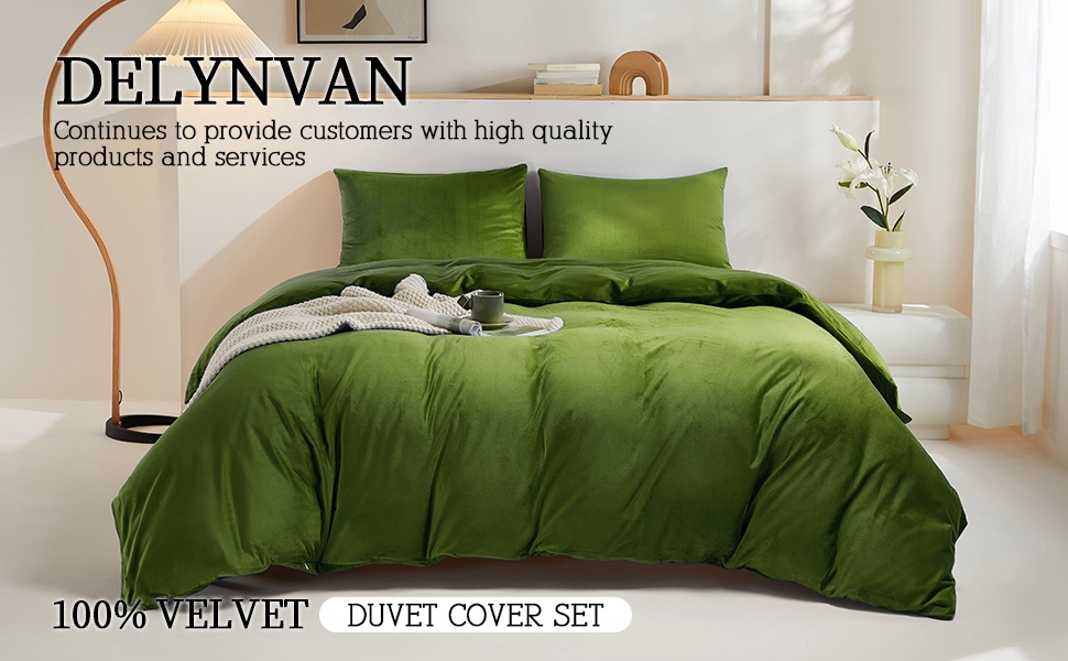 Delynvan Velvet Duvet Cover Set Queen, 3PCS Soft Fluffy