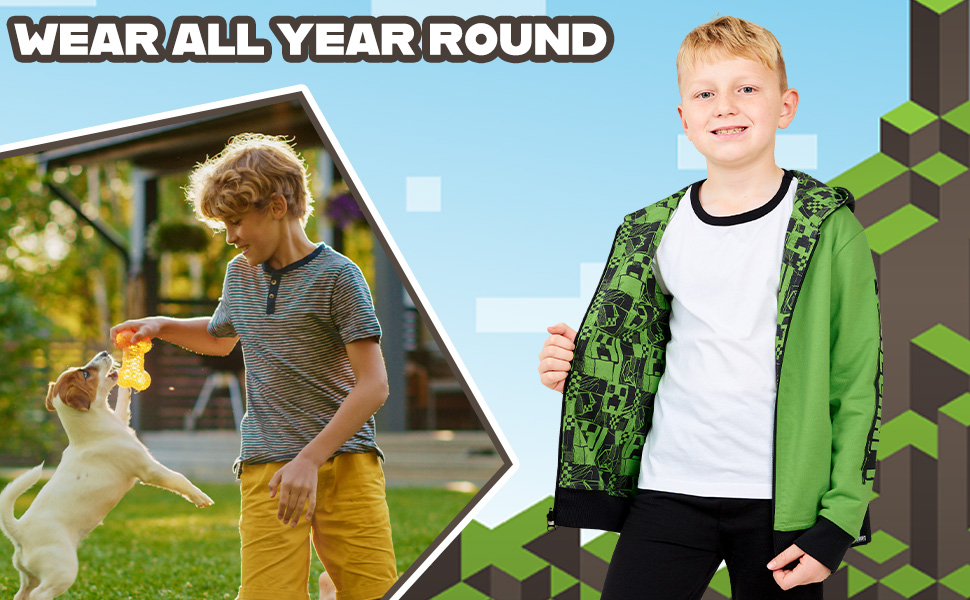 Minecraft Boys Hoodies - Reversible Hooded Sweatshirt for Kids