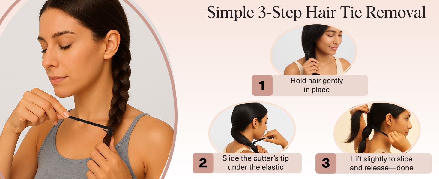 Hair Tie Cutter – Easy To Use, Pain Free Rubber Band Cutter for Hair Kids, Baby & Toddler Girls