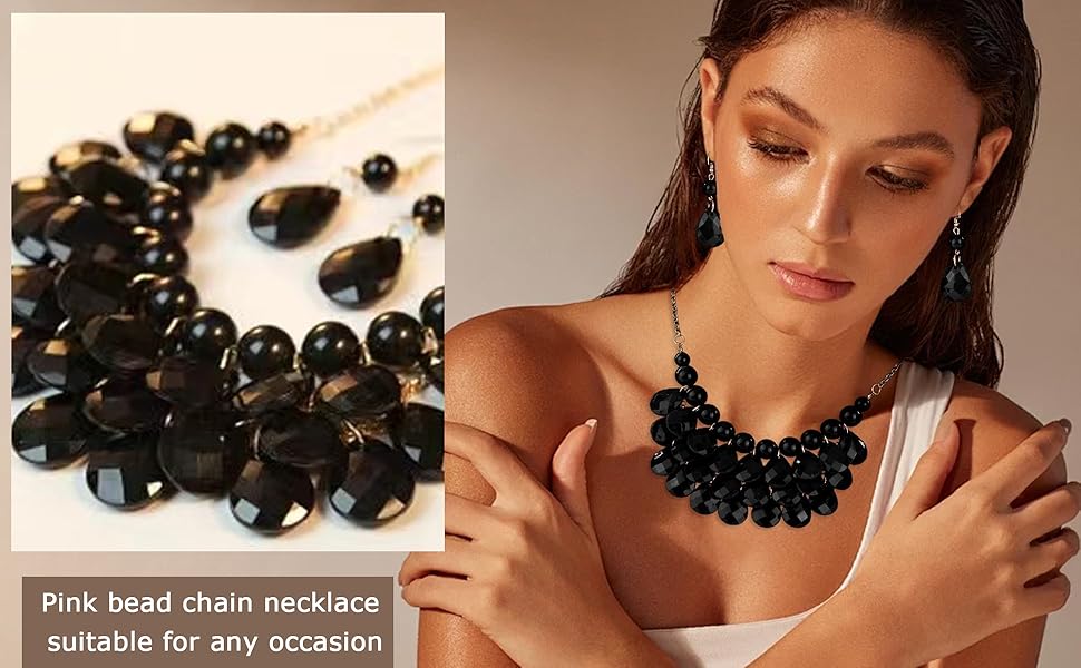 Amazon.com: Aonklot Pink Necklace Set Hot Pink Layered