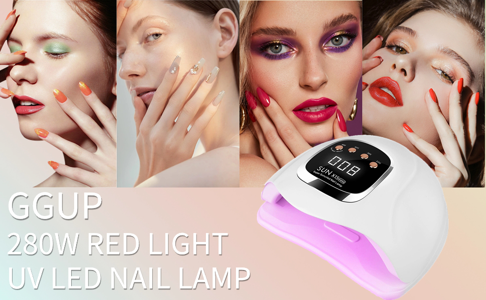 GGUP UV LED Nail Lamp 280W for Gel Polish - Fast Dryer with 66 Beads - Will A Uv Nail Lamp Kill Toenail Fungus