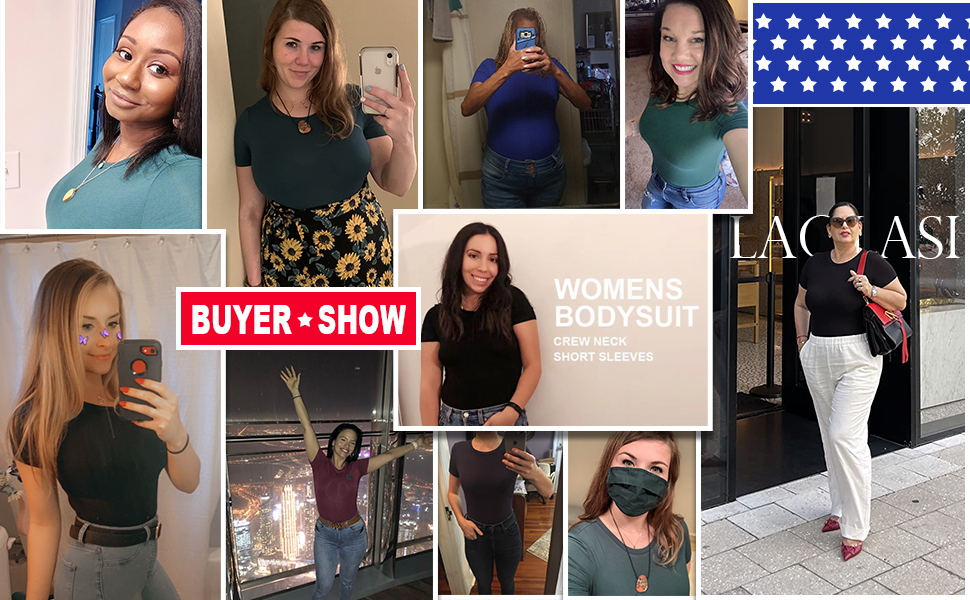 LAOLASI Women's Crew Neck Round Neck Long Sleeve Slim Fit Casual Basic Extender Bodysuit Jumpsuit