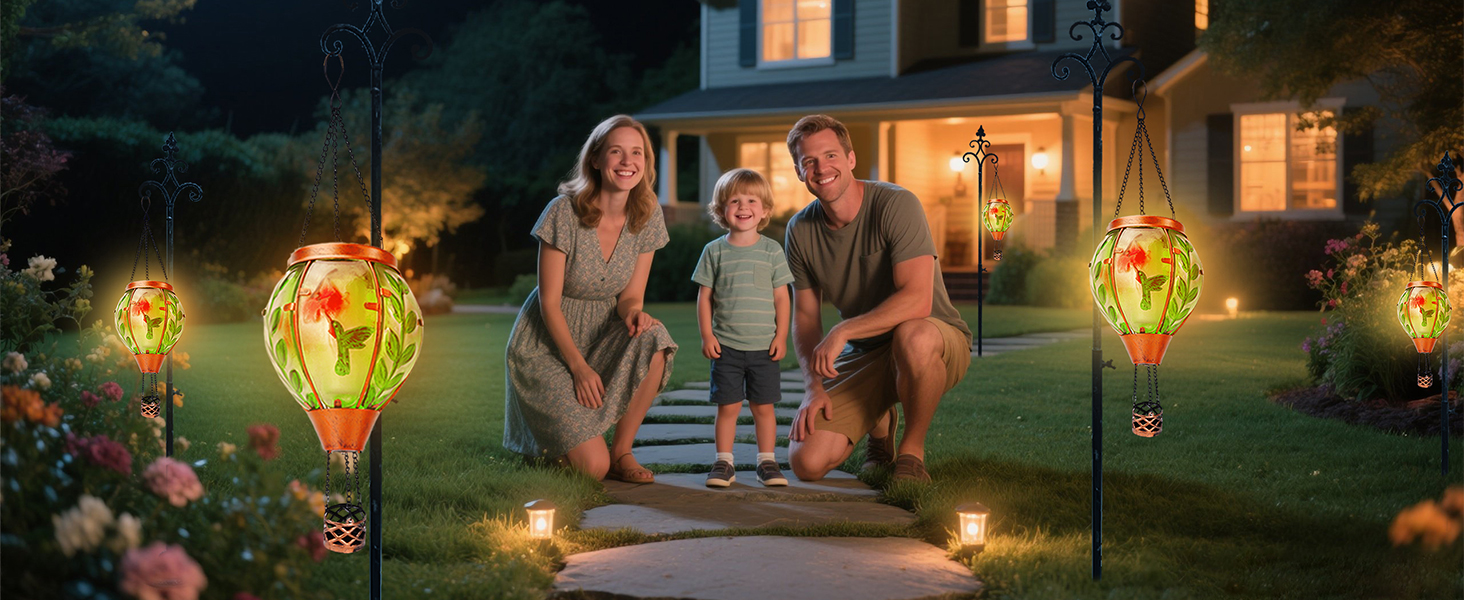 solar powered hot air balloon lanterns outdoor waterproof
