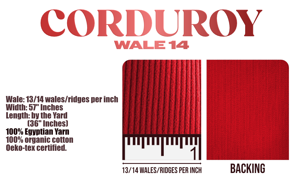 Corduroy Fabric 14 Wale Apparel 280GSM Solid Color by