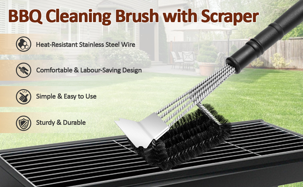 BBQ Cleaning Brush with Scraper