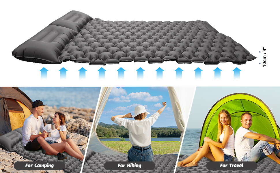 SOPPY Double Camping Mat Ultralight Self Inflating Sleeping Mat, 10cm Extra Thick 2 Person