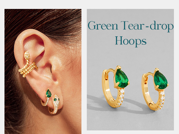 Amazon.com: DREMMY STUDIOS Dainty Green CZ Huggie Hoop Amazon.com: DREMMY STUDIOS Dainty Green CZ Huggie Hoop