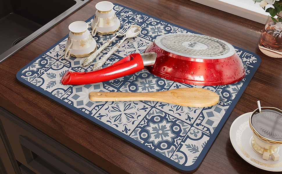 Dricar Draining Mat, Super Absorbent Dish Drainer Mat, Quick Dry