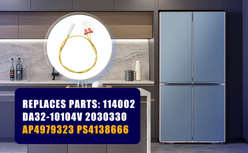 4-Pack DA32-10104N Temperature Sensor for Samsung Refrigerator, Compatible with DA32-10104V 2030330 AP4979323 PS4138666 114002,Refrigerator Temp Sensor 4 samsung sensor fridge