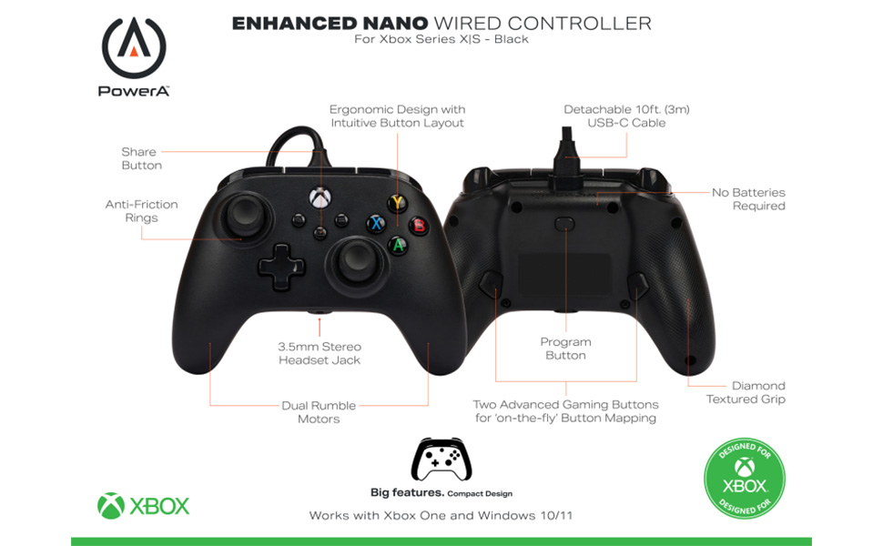 PowerA Nano Enhanced Wired Gaming Controller for Xbox Series X/S, Xbox
