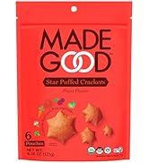 MadeGood Star Puffed Crackers, Pizza, 6 Bags (4.26oz Each) Gluten Free Crackers