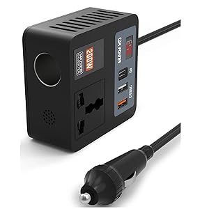 200W Car Power Inverter with 2 USB Ports (18W & 15W QC3.0), 1 USB-C 30W PD, 2 AC Universal Outlets, 12V DC to 220V AC Converter for Laptop, Phone, and Electronics Charging (Plug Car Charger) 43 NEW-200W