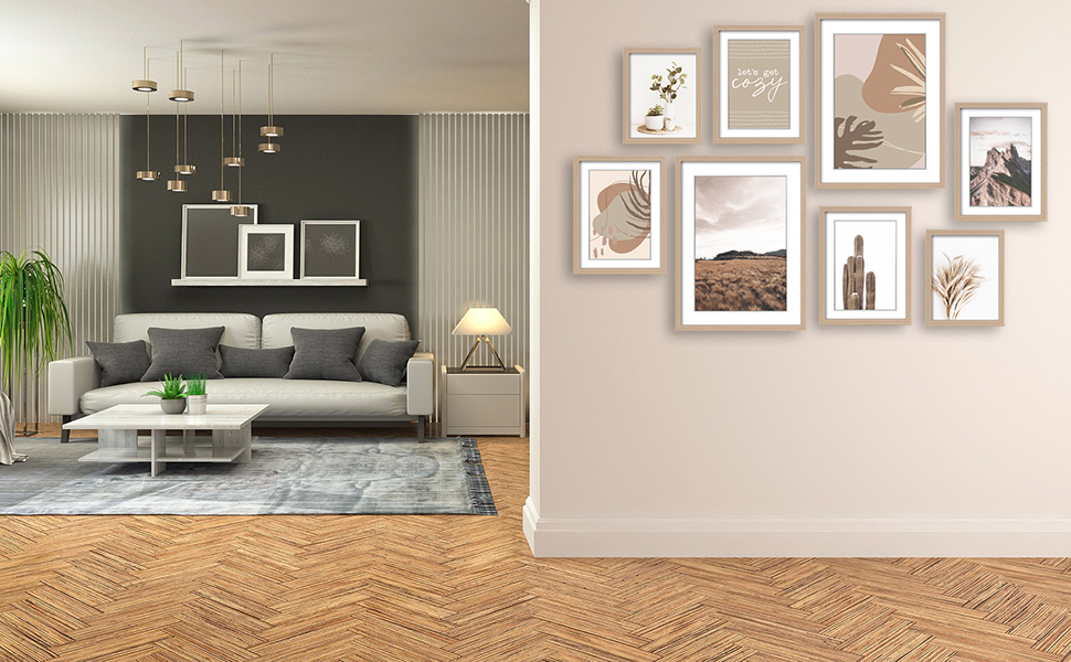 ArtbyHannah Gallery Wall Art Frame Set of 8 Frames with Prints for Home