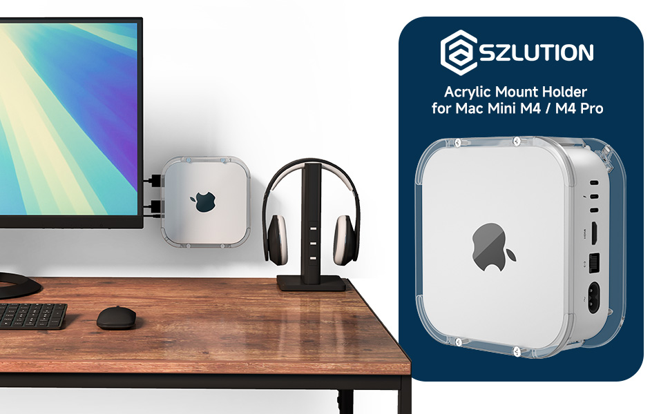 CsCzLuzION クリアータイプ デスク下マウント　Mac mini M4 Amazon.com: CaSZLUTION Clear Acrylic Wall/Under Desk Mount