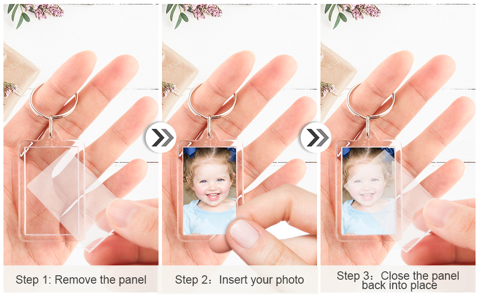 Cositina 50 Pack Acrylic Photo Frame Keychain Clear Photo