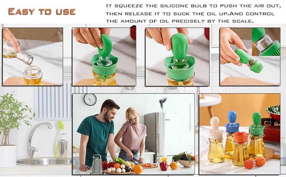 YVYAVGE Oil Dispenser with Brush Glass Olive Oil