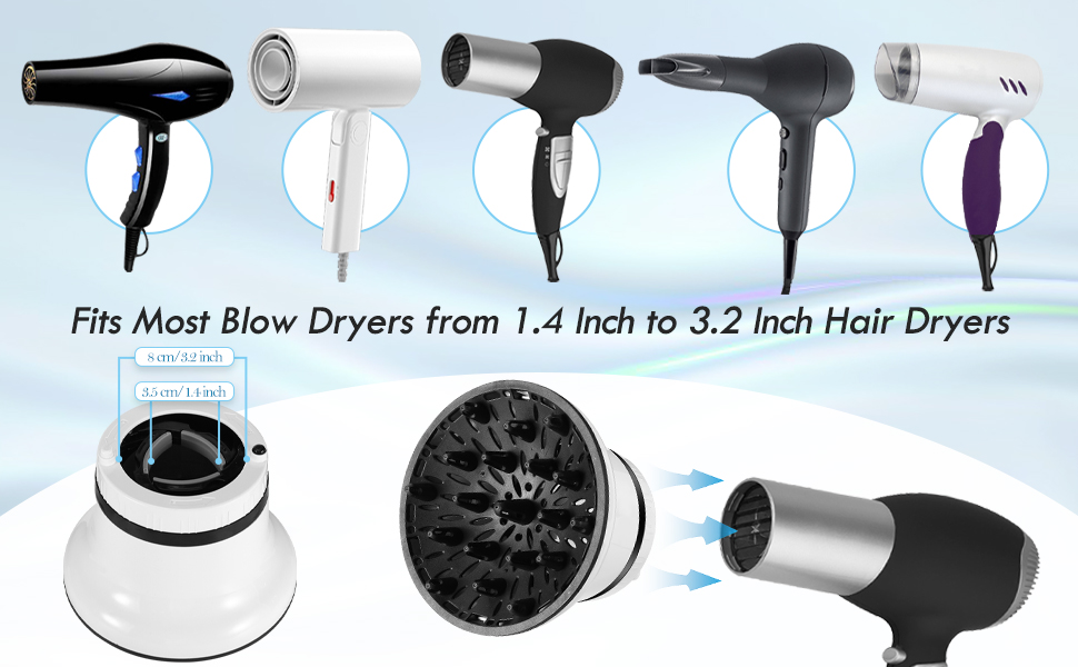 LINGSFIRE Diffuser Attachment for Hair Dryer, 1.4"3.2" Universal Diffuser Hair