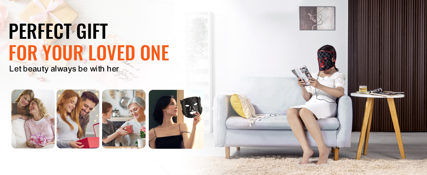 VEVOR Red Light Face Mask, LED Face Mask with 3