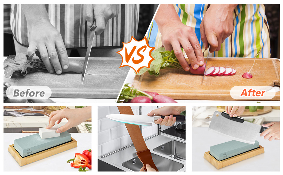 Whetstone Knife Sharpening Stone kit, Sharpening Stones Includes 4 Side