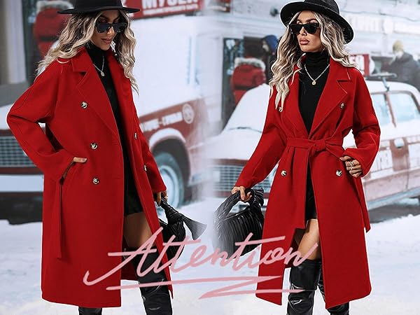 Amazon.com: utcoco Womens Long Wool Pea Coat Notched Lapel
