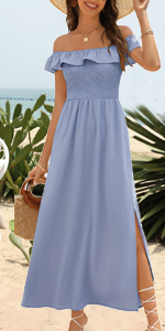 off the shoulder dresses for women summer beach maxi dress