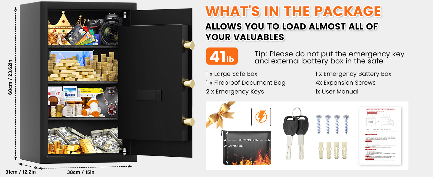 Large Fireproof Safe Box for Home Use