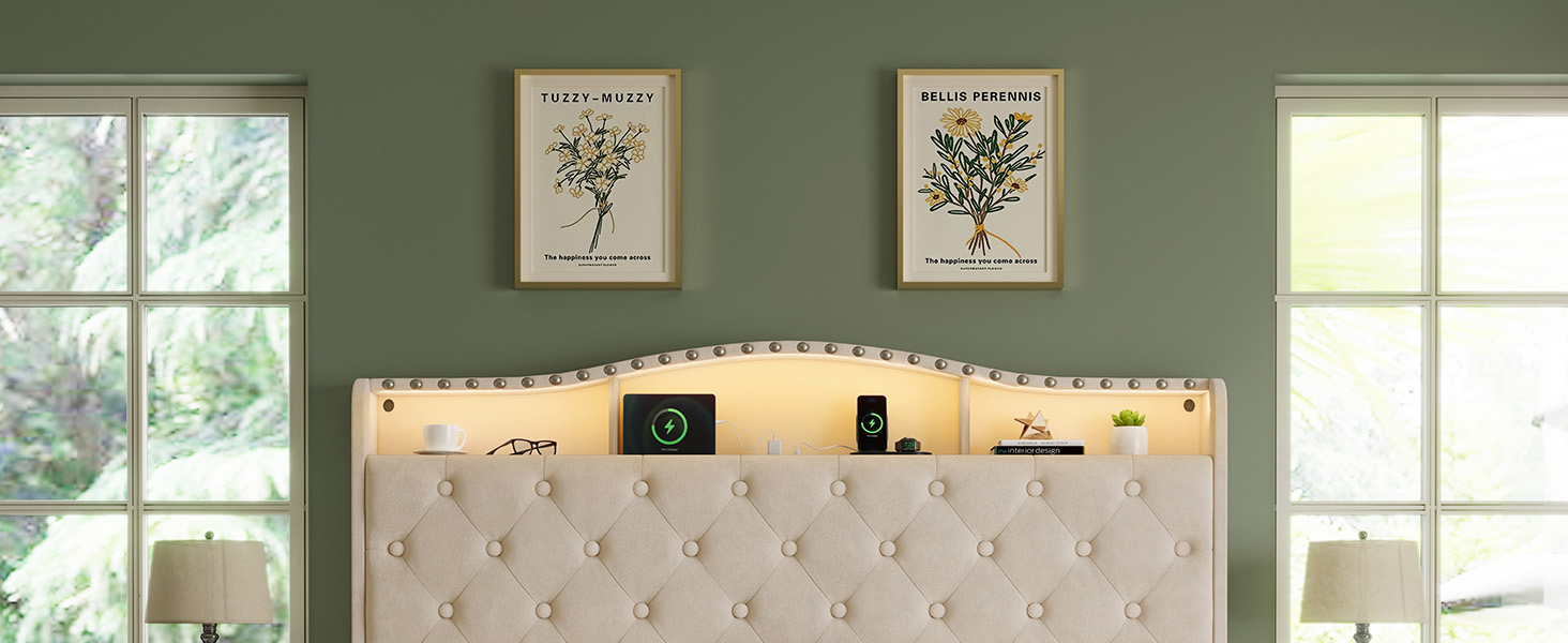 wingback headboard bed frame