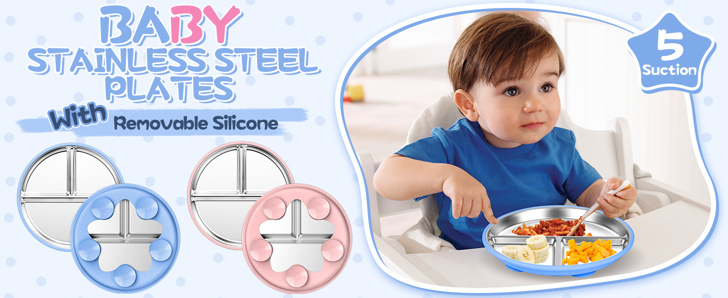 Stainless Steel Kids Plates