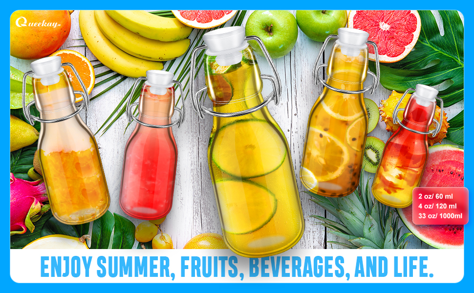 Queekay 20 PCS Mini Flip Top Glass Bottle with Stoppers