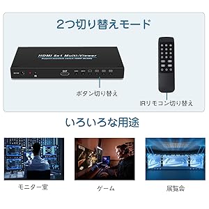 Amazon.co.jp: HDMI 画面切り替え器 8x1 1080p 画面分割切替器 8