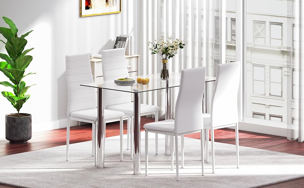 jeffordoutlet Dining Table and Chairs Set of 4 Chairs, Modern Home