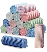 16 Pcs Pastel Colors Flannel Throw Blanket Bulk 50 x 60 Inch with Striped Ribbed Throw Blanket So...