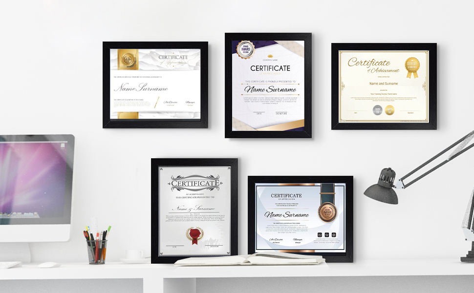 SESEAT 8.5x11 Picture Frame Certificate Document Frame Set of 6