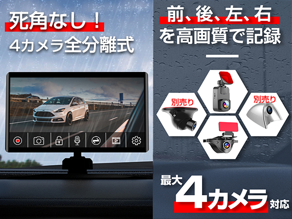 ドライブレコーダーAKEEYO AKY-Z3GT (別売りサイドカメラ2個付き) 51rSJuP0+AL.jpg