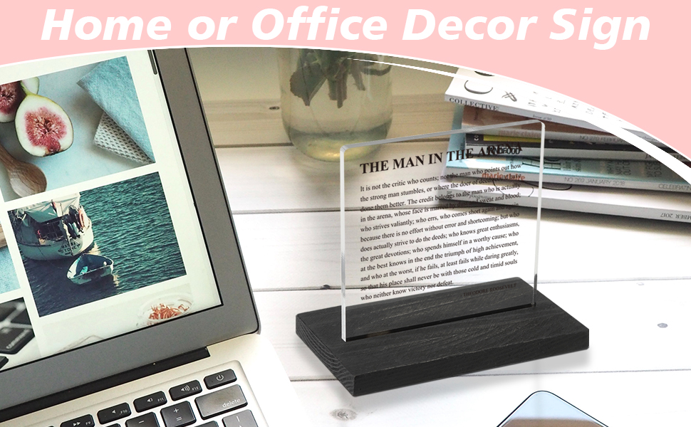 inspirational office decor sign for cubicle decor or desk decorations the man in the arena